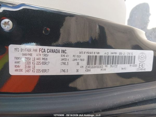 2019 DODGE GRAND CARAVAN SE — I19