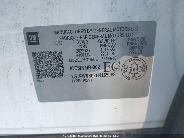2017 CHEVROLET BOLT EV LT — I9