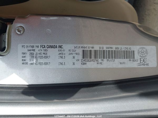 2019 DODGE GRAND CARAVAN SE — I9