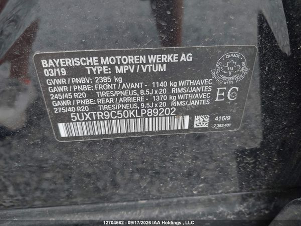 2019 BMW X3 XDRIVE30I — I9
