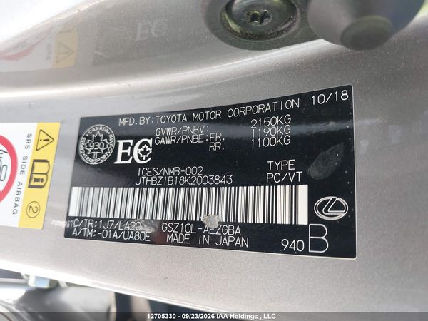 2019 LEXUS ES350 350 — I9