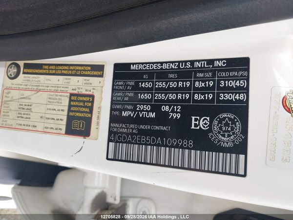 2013 MERCEDES-BENZ ML 350 BLUETEC 4MATIC — I9