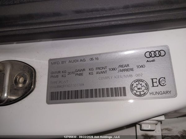2016 AUDI A3 QUATTRO — I9