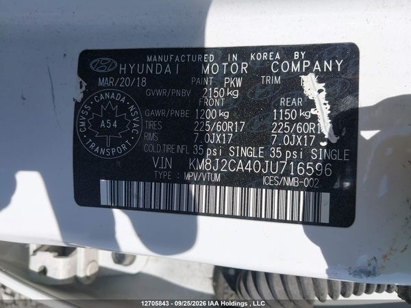 2018 HYUNDAI TUCSON BASE 2.0L — I21