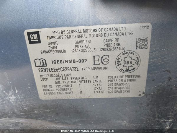 2012 CHEVROLET EQUINOX 1LT — I9