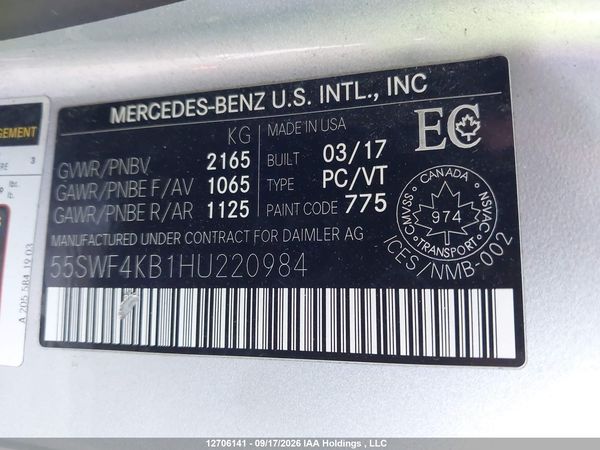 2017 MERCEDES-BENZ C 300 4MATIC — I18