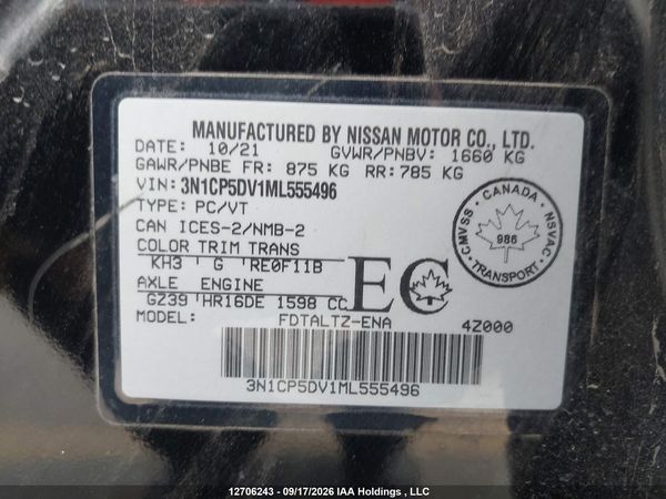 2021 NISSAN KICKS SR — I9