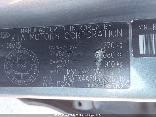 2016 KIA FORTE 2.0L EX/2.0L EX SE — I9
