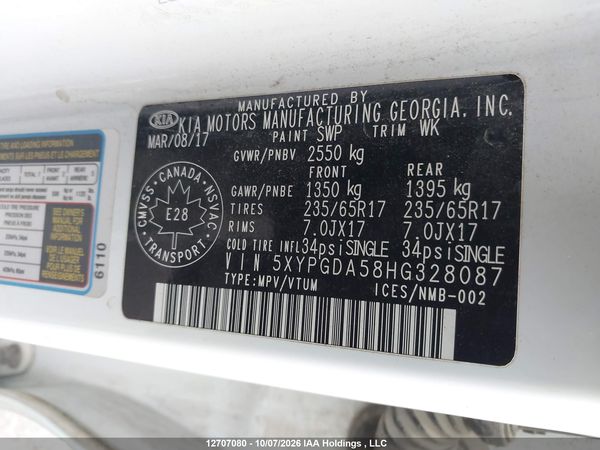 2017 KIA SORENTO 3.3L LX V6 7-SEATER — I18