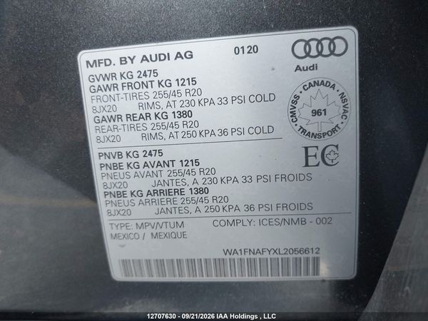 2020 AUDI Q5 TITANIUM PRESTIGE — I9