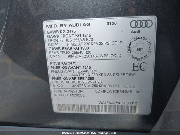 2020 AUDI Q5 TITANIUM PRESTIGE — I18