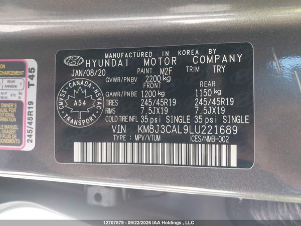 2020 HYUNDAI TUCSON ULTIMATE — I20