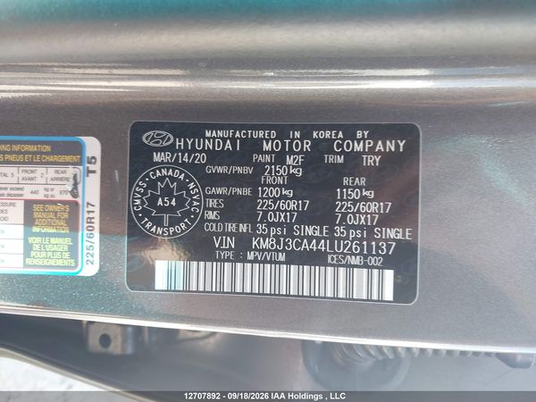 2020 HYUNDAI TUCSON — I9