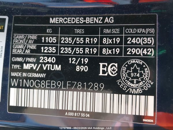 2020 MERCEDES-BENZ GLC 300 4MATIC — I9