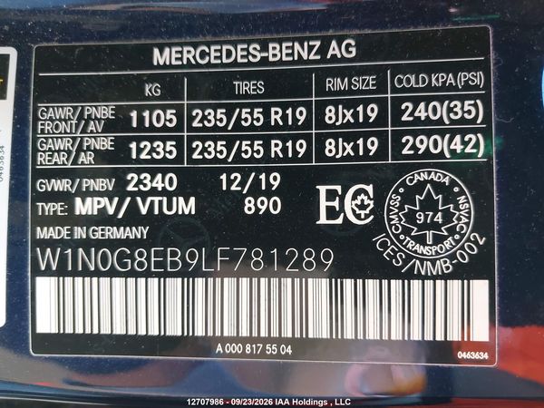 2020 MERCEDES-BENZ GLC 300 4MATIC — I18