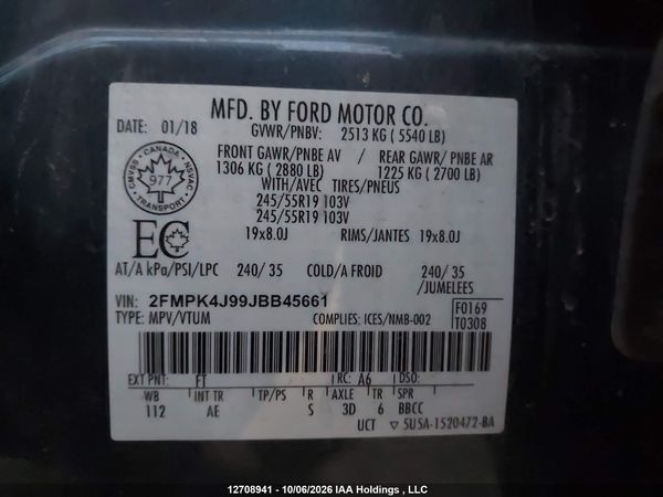 2018 FORD EDGE SEL — I9