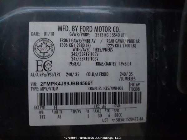 2018 FORD EDGE SEL — I19