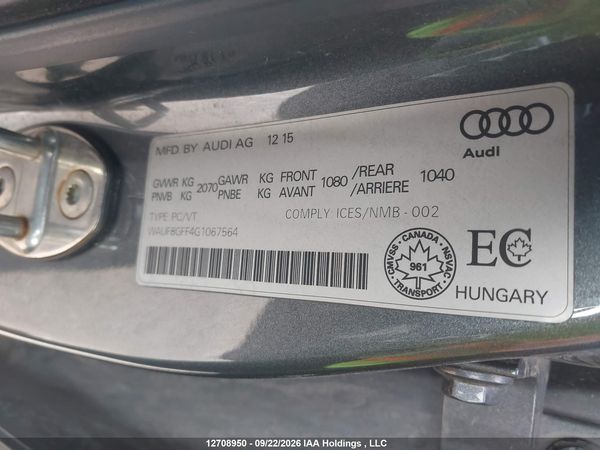 2016 AUDI A3 2.0T TECHNIK — I9