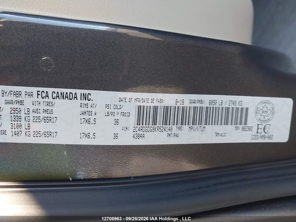 2019 DODGE GRAND CARAVAN CREW — I9