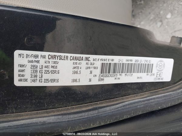 2012 DODGE GRAND CARAVAN SE — I19