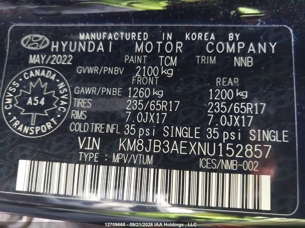 2022 HYUNDAI TUCSON SEL — I19
