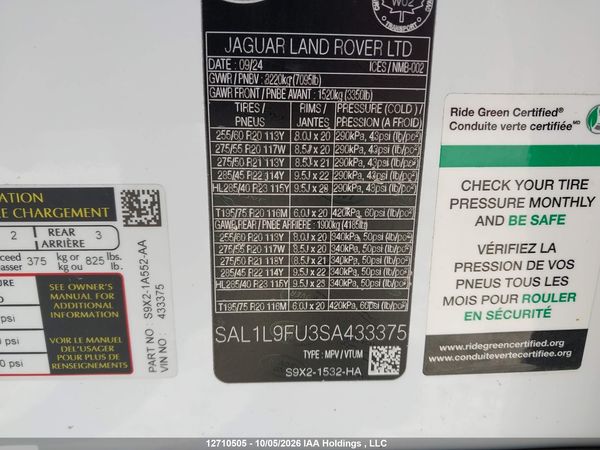2025 LAND ROVER RANGE ROVER SPORT P400 Dynamic SE — I9