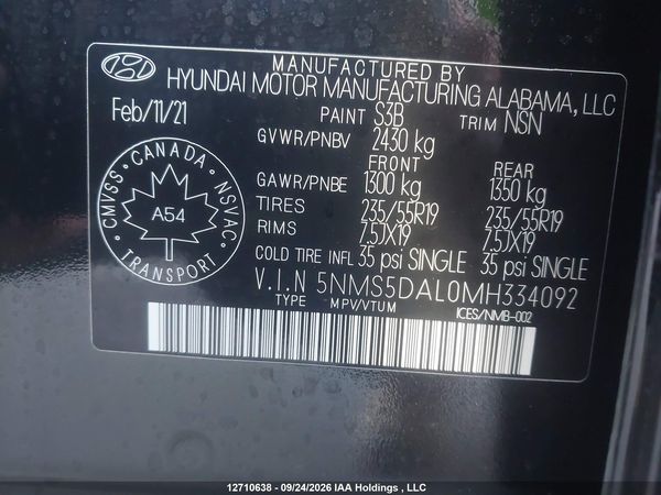 2021 HYUNDAI SANTA FE CALLIGRAPHY — I9