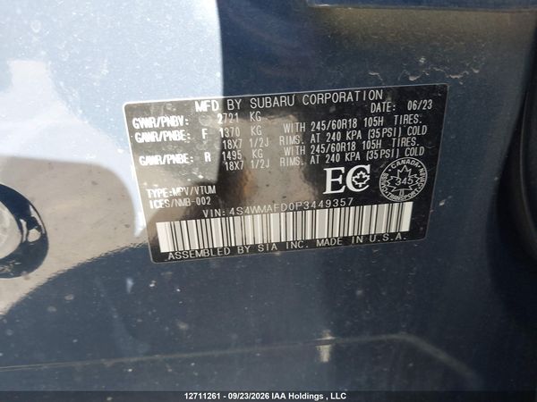 2023 SUBARU ASCENT TOURING — I17