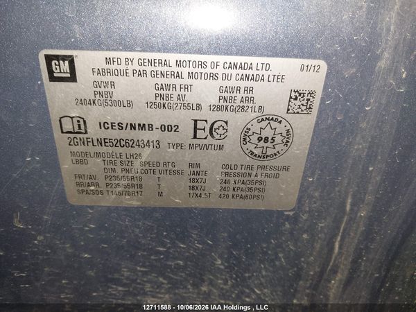 2012 CHEVROLET EQUINOX 2LT — I9