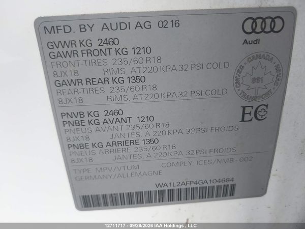 2016 AUDI Q5 quattro Premium Plus — I9