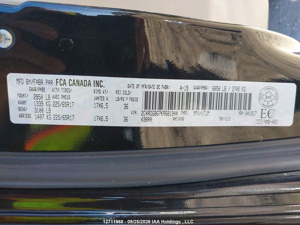 2019 DODGE GRAND CARAVAN SE — I9