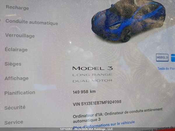 2021 TESLA MODEL 3 — I16