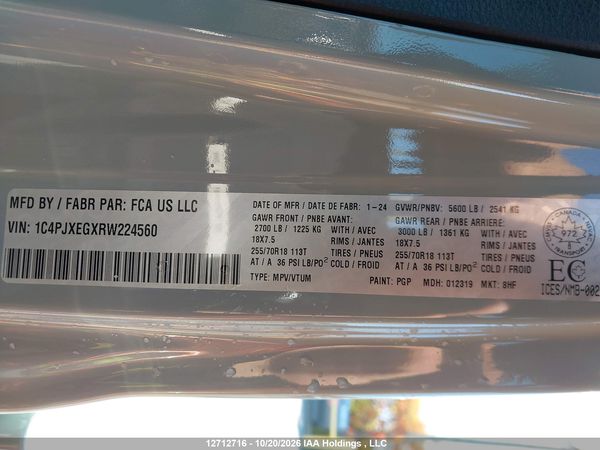 2024 JEEP WRANGLER 4-DOOR SAHARA — I9