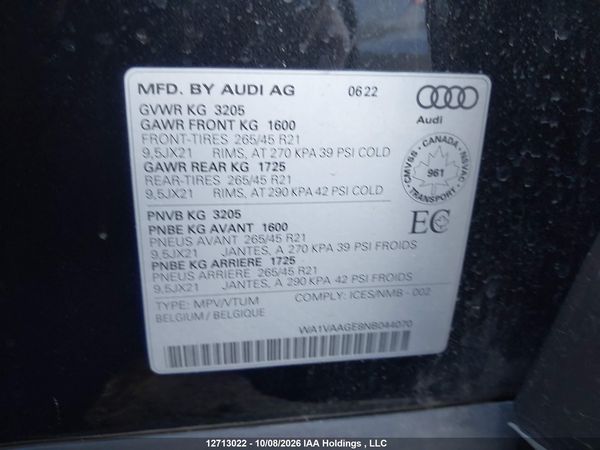 2022 AUDI E-TRON 55 TECHNIK — I9
