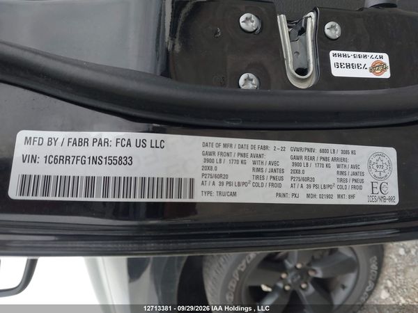 2022 RAM 1500 CLASSIC TRADESMAN — I9