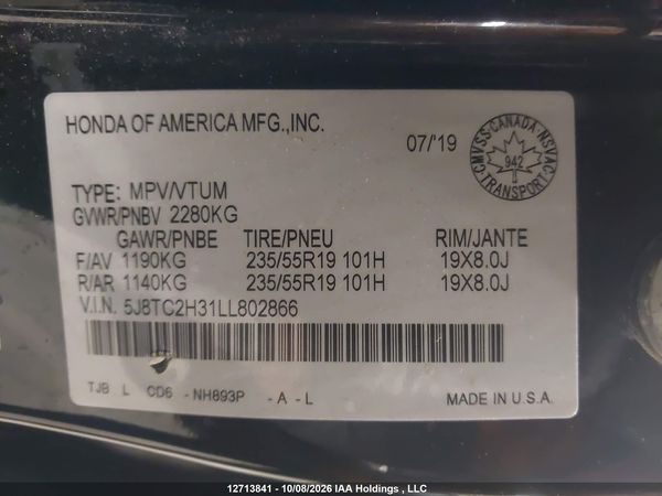 2020 ACURA RDX TECH — I19