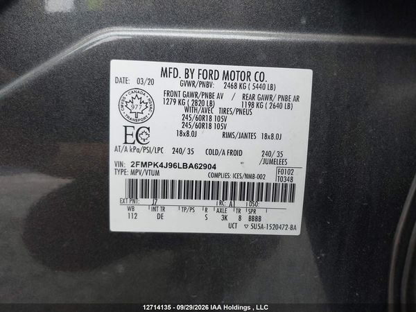 2020 FORD EDGE SEL — I21