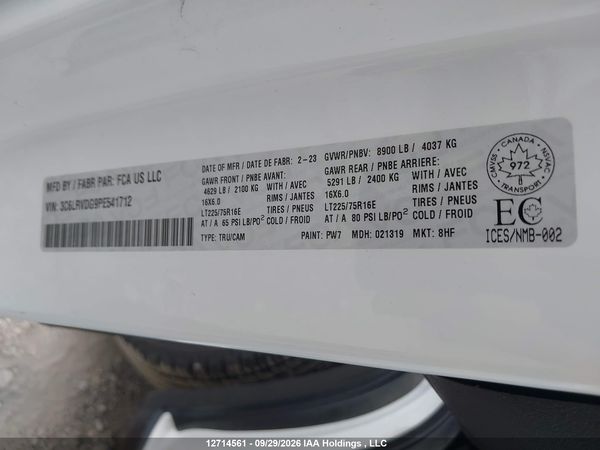 2023 RAM PROMASTER 2500 2500 HIGH — I9