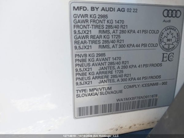 2022 AUDI Q7 55 PROGRESSIV — I9