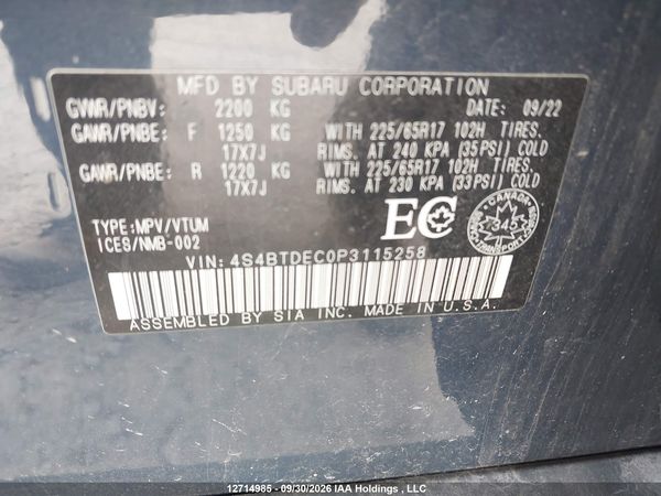 2023 SUBARU OUTBACK TOURING — I18