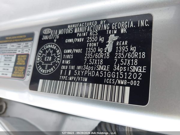2016 KIA SORENTO 3.3L EX/3.3L EX+ — I18