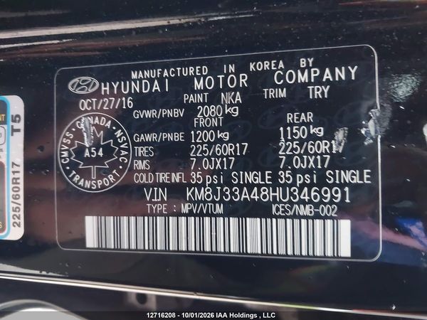 2017 HYUNDAI TUCSON LIMITED/SPORT AND ECO/SE — I17