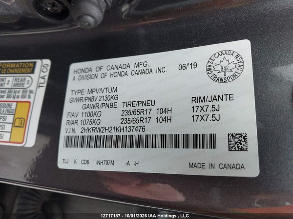 2019 HONDA CR-V LX — I9