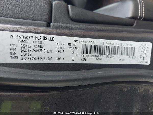 2016 JEEP GRAND CHEROKEE LIMITED — I9