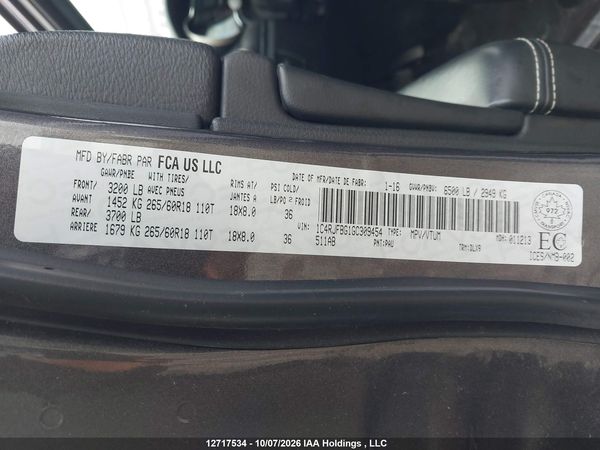 2016 JEEP GRAND CHEROKEE LIMITED — I19