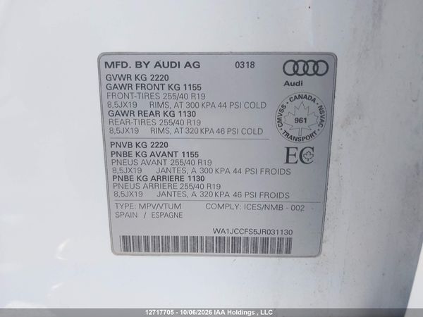 2018 AUDI A3 QUATTRO — I9