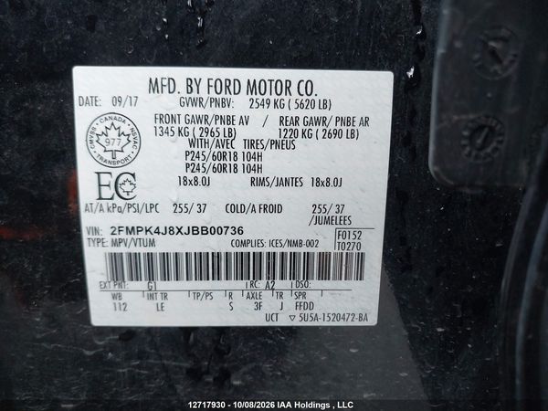 2018 FORD EDGE SEL — I9