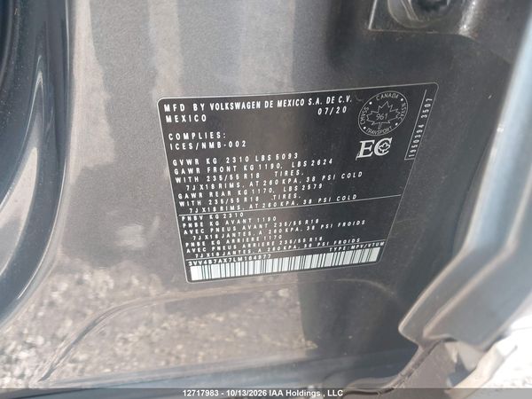 2020 VOLKSWAGEN TIGUAN SEL PREMIUM R-LINE — I9