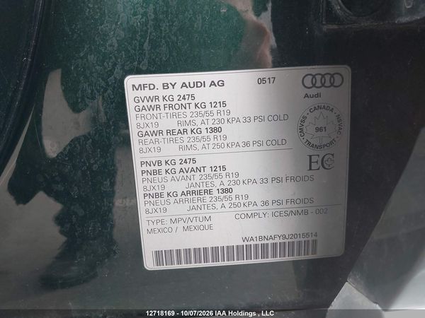 2018 AUDI Q5 quattro Premium Plus — I9