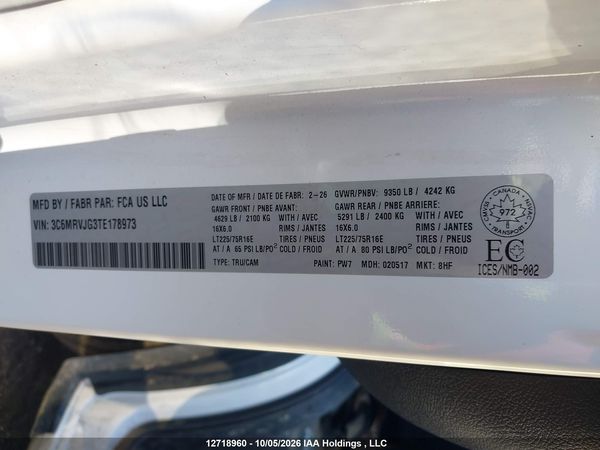 2026 RAM PROMASTER 3500 3500 HIGH — I9